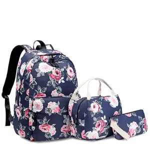 높은 품질 학교 배낭 다시 팩 여자 학교 가방 세트 3 꽃 bagpack 학교 가방 여자 배낭 세트 사용자 정의 로고