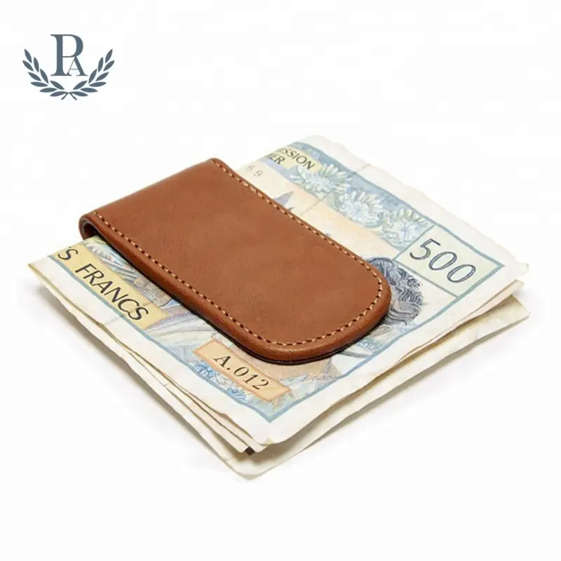 Custom Wholesale Best Design Multiple Colors Magnet Wallet Men's Slim Cowhide Genuine Leather Strong Magnetic Money Clips