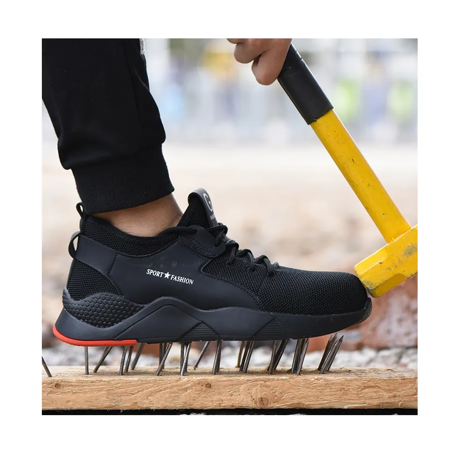 Защитная обувь со стальным носком для мужчин и женщин, легкая дышащая промышленная обувь для строительной работы, нескользящая