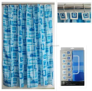 Luxury Home 100% Polyester Shower Curtain With Resin Hook Set of 13