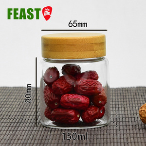 Hermético <span class=keywords><strong>bote</strong></span> de vidrio de borosilicato <span class=keywords><strong>con</strong></span> <span class=keywords><strong>tapa</strong></span> de bambú, tarro de almacenamiento de vidrio - Product Image 1