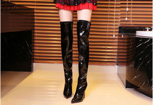 2017 Yeni Tasarım Alibaba Pembe Kadınlar İtalyan Seksi Stiletto Topuklu Diz Özel Made Uyluk Çizmeler Üzerinde 12 cm - Product Image 4