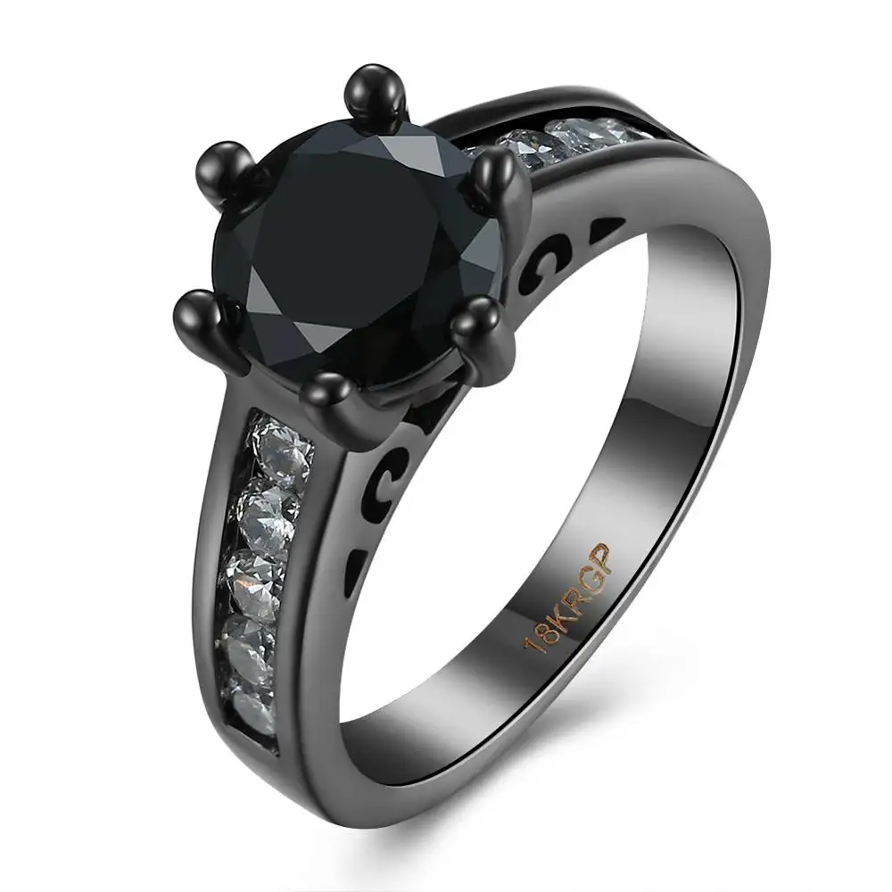 wholesale alibaba engagement ring philippines Black zircon ring