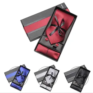 Wholesale custom printing solid red color logo printed cotton ties gift box