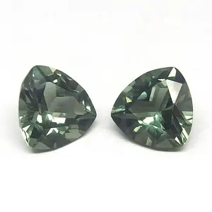 Factory Price Lab Created Trillion Cut Green Spinel Gemstone