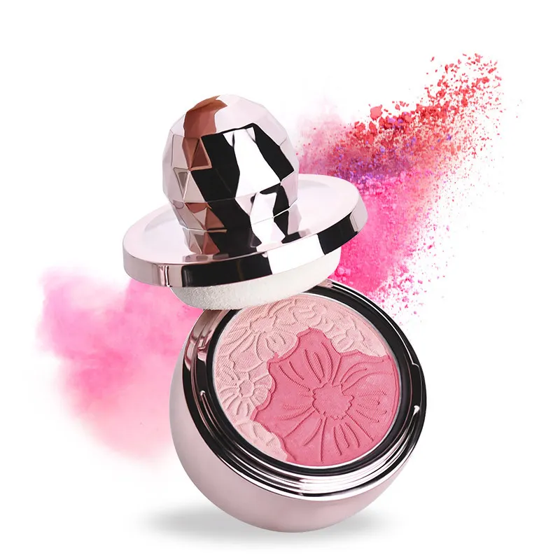 Blush palette de maquillage de marque privée blush fleurs huile naturelle contrôle coussin d'air blush rose fleurs en soie