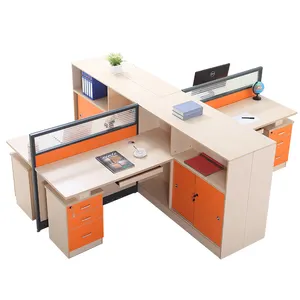 Mesa de trabalho de escritório, mesa de trabalho seccional simples para computador 6 pessoas