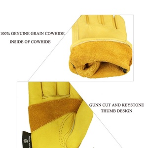 Venta al por mayor de fábrica, guantes de trabajo de palma completa de cuero de vaca amarillo, guantes de construcción de seguridad para hombres y mujeres para protección de manos y brazos - Product Image 4
