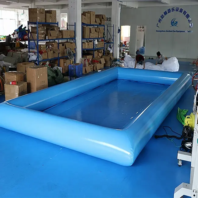 Yüksek kalite 8*4m dikdörtgen mavi şişme yüzme havuzu çocuklar için