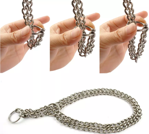 Kingtale grosir tugas berat tiga baris Tautan kalung rantai anjing untuk hewan peliharaan perak padat kerah hewan peliharaan & kalung gesper keling - Product Image 4