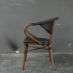 Hiện đại pháp Bistro ghế ngoài trời với tre nhìn tay vịn wicker mây cho Patio hoặc phòng khách/phòng ăn vật liệu kim loại - Product Image 5