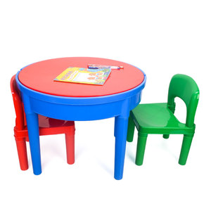 <span class=keywords><strong>Table</strong></span> de jeu d'activités pour enfants en briques de plastique <span class=keywords><strong>avec</strong></span> boîte de <span class=keywords><strong>rangement</strong></span> et chaises - Product Image 2
