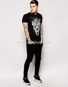 95% algodón 5% elastano lisos sin marca negro T-Shirt - Product Image 3