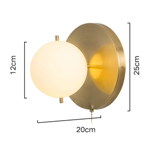 <strong>Pull</strong> Cord Decor Sconce Round Glass <strong>Lights</strong> Modern Led Bedroom Wall Lamp - Product Image 2