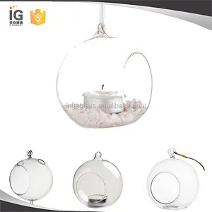 Großhandel 8cm billige klare hängende Glas Kerzenhalter Tee licht halter