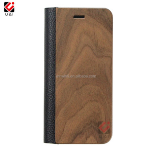 Madera de nogal pu cuero conectado Flip teléfono caso para el <span class=keywords><strong>iPhone</strong></span> 7 - Product Image 2
