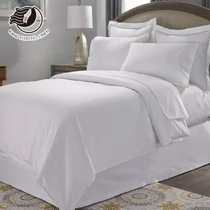 80S White Sateen Luxury Bedding Sets Hotel 6 Pcs 5 Star Hotel Bed Linen Set