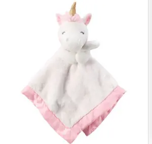 EN71 ASTM F963 Test Plush Baby Comforter Unicorn security towel Baby comforter blanket duck sheep animal head plush doudou toy