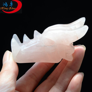 Cráneo de piedra de cristal de cuarzo tallado dragón cráneos, esculturas de jade para la venta, cráneo del dragón que talla - Product Image 5