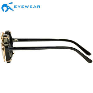 Lunettes de soleil classiques polarisées en acétate noir, rondes pour hommes, avec Clip, étiquette privée - Product Image 2
