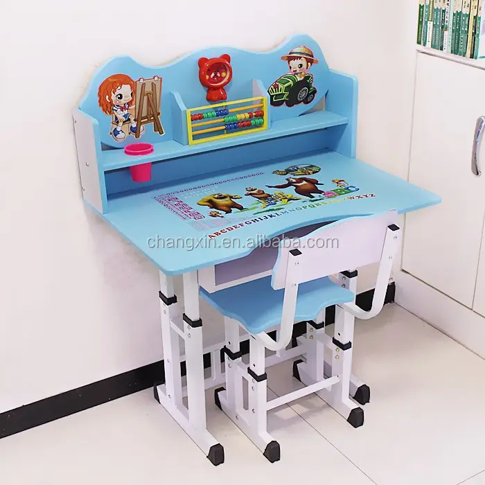 cartoon school furniture student desk and chair