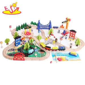 toy Wholesale preschool toddlers wooden train tracks toys 108 pcs wooden train tracks toys W04C066