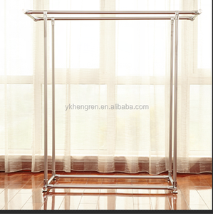 Estante rodante para ropa, colgador de acero plateado, estante seco para tela - Product Image 2