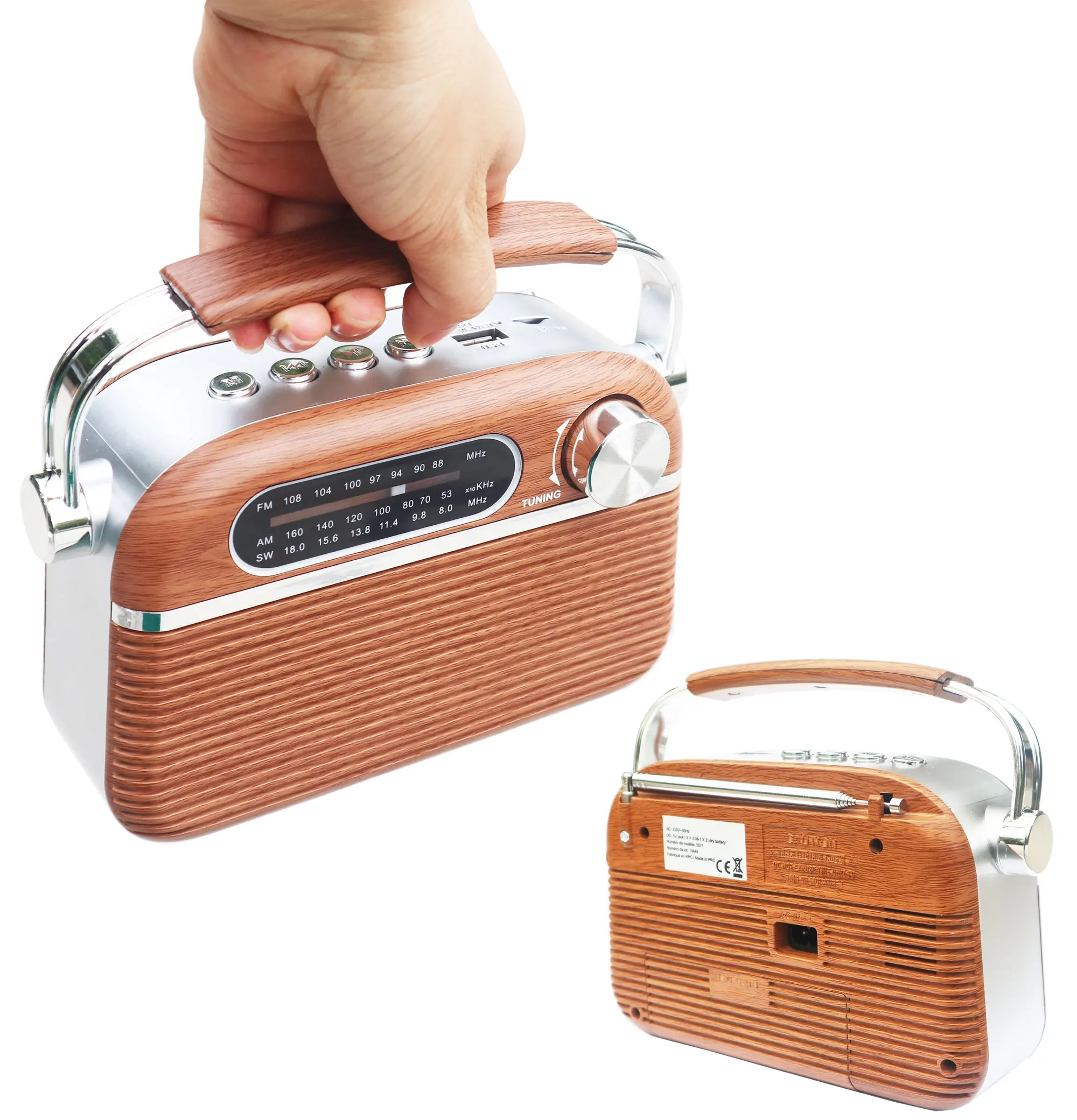 Radio analogique am fm sw band, sans fil, avec port USB, TF, lecteur de musique, haut-parleur, bluetooth, vente directe depuis l'usine