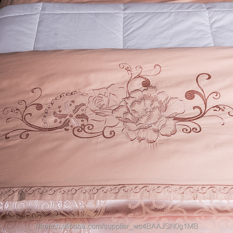 Accueil Bonbons 100% Coton Rouge Roses Double Drap de Lit avec 2 Oreiller Couvre BS458