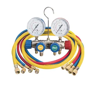 Manômetro de refrigerante medidor de pressão e r134a e colector conjunto 4 way valve 100% teste