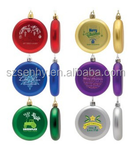 Boules plates en plastique rouge pour décorations <span class=keywords><strong>de</strong></span> <span class=keywords><strong>Noël</strong></span> avec motif logo - Product Image 4