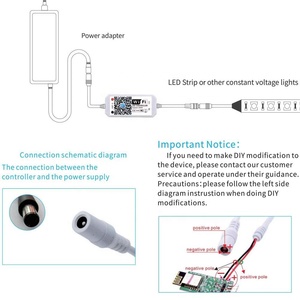 Contrôleur <span class=keywords><strong>de</strong></span> bande <span class=keywords><strong>de</strong></span> LED wifi couleur unique compatible avec Alexa Google Assistant - Product Image 5