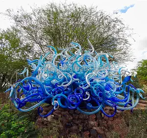 Jarrón Decorativo de Jardín de Vidrio de <span class=keywords><strong>Murano</strong></span> Soplado a Mano, Color Azul, Escultura Artística, Duradero, Venta Directa de Fábrica - Product Image 1