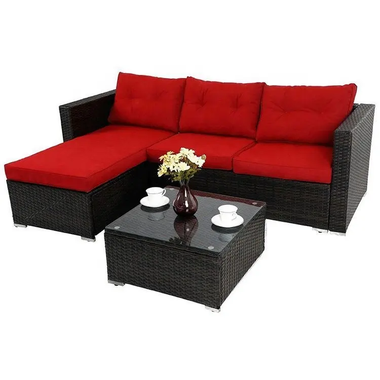 Yinzhou sống Tất cả thời tiết ngoài trời mây wicker đồ nội thất 5 mảnh đặt ngoài trời mây đồ nội thất