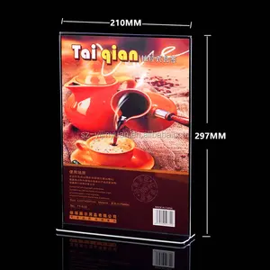 Groothandel Slant A4 Acryl Display Stand Teken Menu Houder T Vorm Acryl Brochure Menu Houder