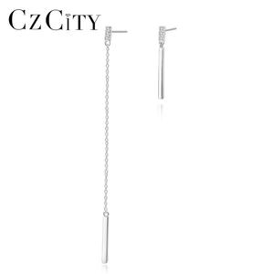 CZCITY S925 <span class=keywords><strong>orecchini</strong></span> a catena lunga simmetrici geometrici in <span class=keywords><strong>argento</strong></span> Sterling linea Cool <span class=keywords><strong>orecchini</strong></span> a bottone <span class=keywords><strong>asimmetrici</strong></span> - Product Image 1