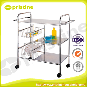 OFERTA Venta al por Mayor de Muebles de Almacenamiento para el Hogar de Taiwán, Carrito de Cocina Plegable de Metal de 3 Niveles - Product Image 5