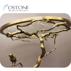 Chất Lượng Cao Vòng Cổ Thiết Kế Glass Top Đồng Kim Loại Bàn Cà Phê - Product Image 5