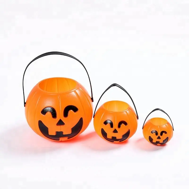 Декоративные пластиковые ведра с тыквой для Хэллоуина с ручкой
