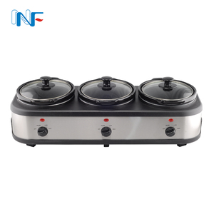 Multi Buffet <strong>Crock</strong> <strong>Pot</strong> Food Warmer 2017 Stainless Silver Safe 3 Large Ceramic <strong>Pots</strong> and Lids Slow Cooker