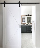 Porte coulissante intérieure insonorisée en peinture blanche, séparateurs de pièce, portes coulissantes de style grange en bois pour salle de bain