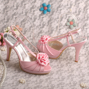 <span class=keywords><strong>Sandali</strong></span> personalizzati con fiori <span class=keywords><strong>rosa</strong></span> per tacchi alti da sposa - Product Image 3