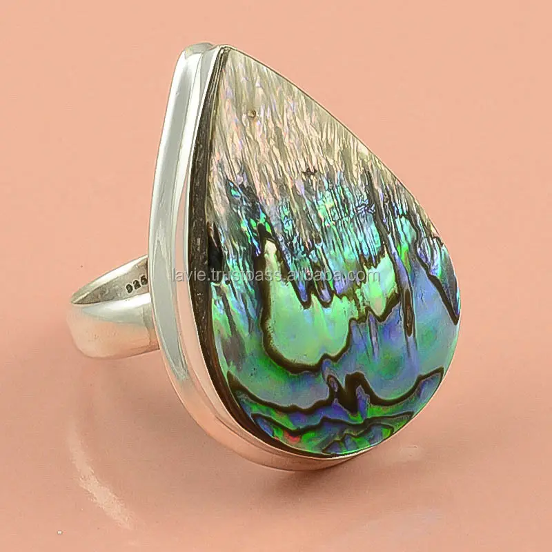 Anelli di conchiglia abalone australiano naturale fatto a mano gioielli pregiati 925 argento sterling anelli all'ingrosso produttore