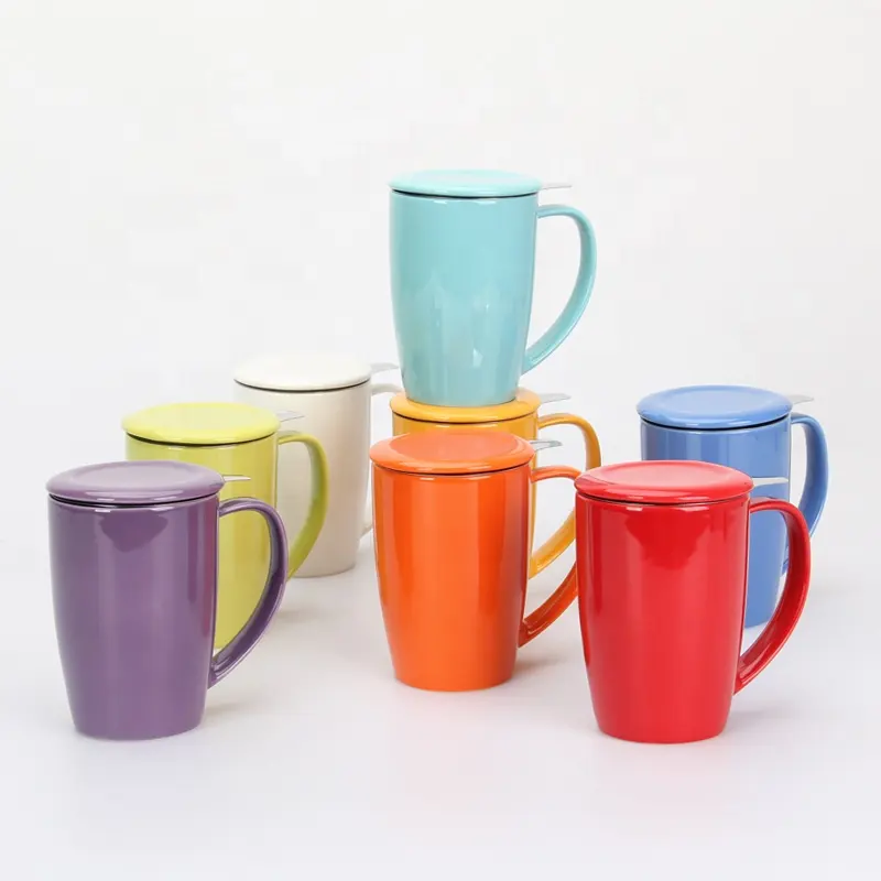 Progettare il proprio tazza di colore multiplo fine porcellana tazza di tè con infusore e coperchio