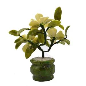 Bonsai artificial com flor de jade, bonsai com pedra preciosa mistura de jade, árvores para dinheiro