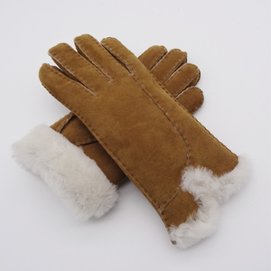 Gants en peau de mouton mérinos de qualité supérieure, personnalisés en gros, avec poignets en fourrure véritable, gants en <span class=keywords><strong>cuir</strong></span> d'hiver, gants en peau de mouton mérinos - Product Image 2