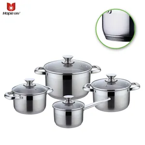 5 चरणों कैप्सूल नीचे 8pcs स्टेनलेस स्टील के बर्तन cookware सेट