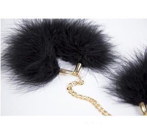 Adult Fetish Feather Hand Cuffs Wrist Cuffs With <strong>Chain</strong> for BDSM Bondage <strong>Restraint</strong> Sex Play - Product Image 3