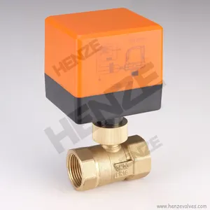 12/24VDC, 110 VAC, 220VAC Kuningan Ball Valve Electric