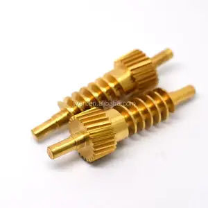 Kuningan Rolling Gear Crank Shaft CNC Pinion Shaft Presisi Tinggi Bevel Gear Shaft +/-0.005Mm Pabrik CN;GUA OEM JY